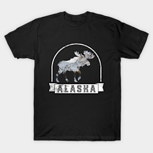 Alaska Day Moose Snowy Mountain Alaskan Tourist or Resident T-Shirt